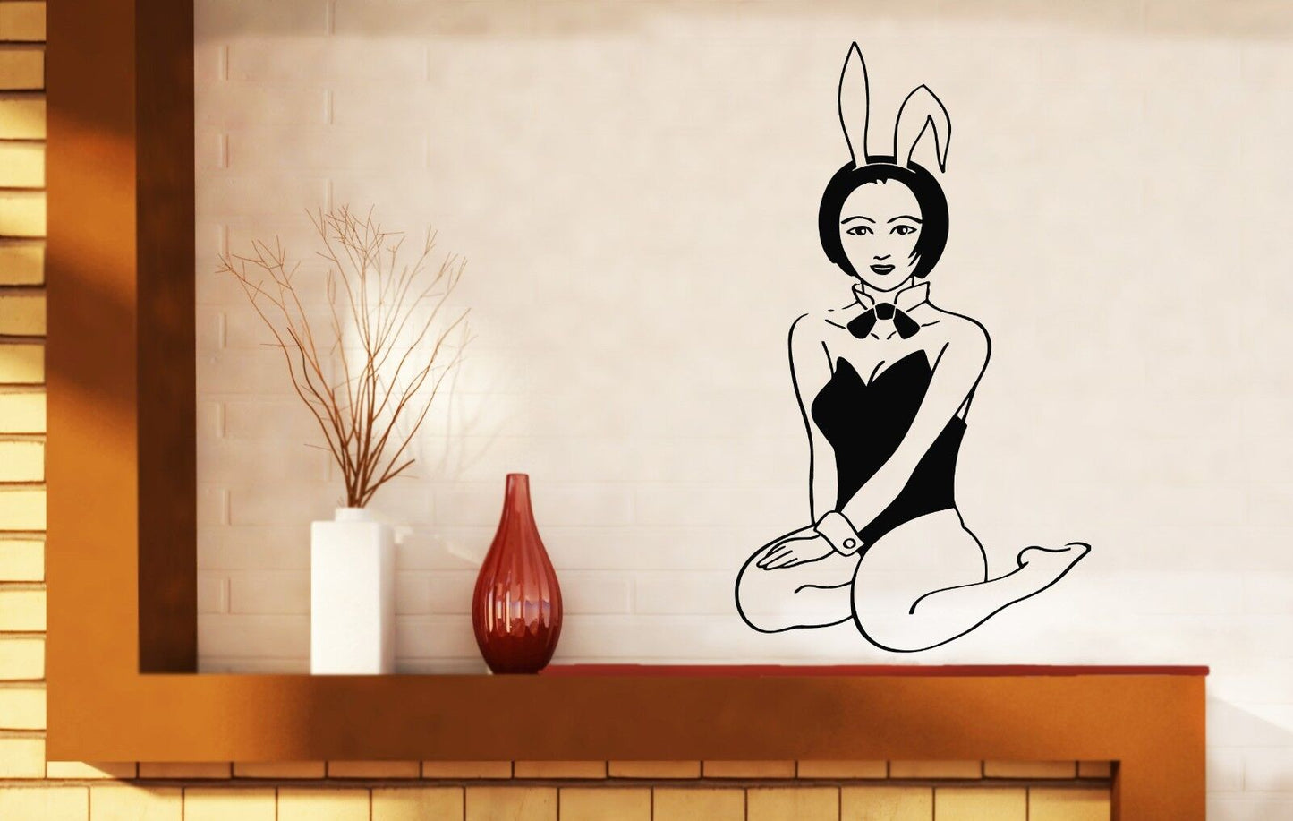 Wall Stickers Vinyl Decal Sexy Girl playboy Bunny Ears Corset Swimsuit (n080)