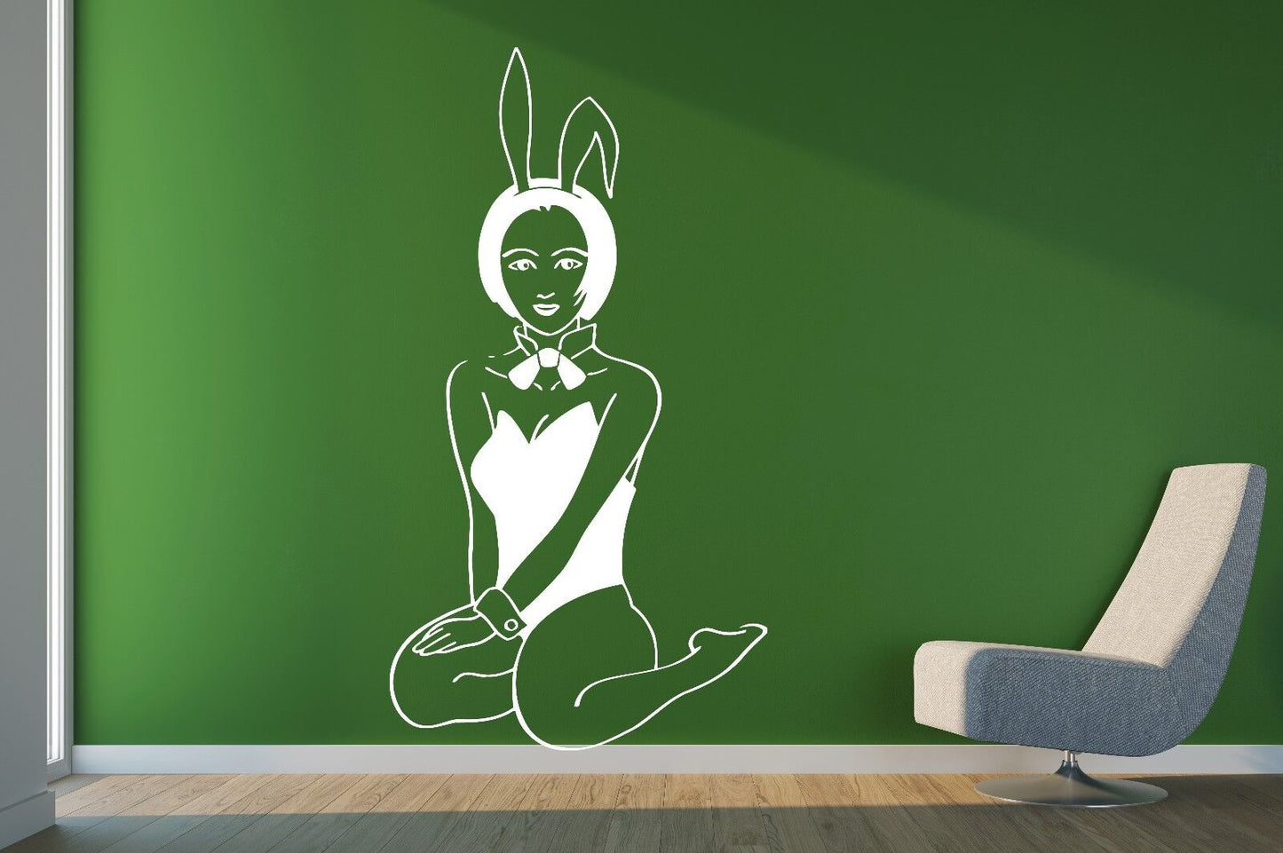 Wandaufkleber, Vinyl, Sexy Girl, Playboy, Bunny-Ohren, Korsett, Badeanzug (n080)