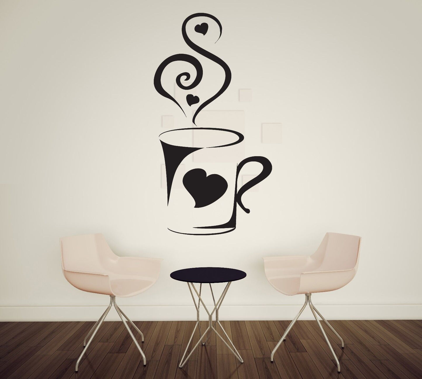 Wandtattoo/Wandbild, Vinyl, Motiv: Tasse Kaffee, Aroma, Soar Love Heart (n084)