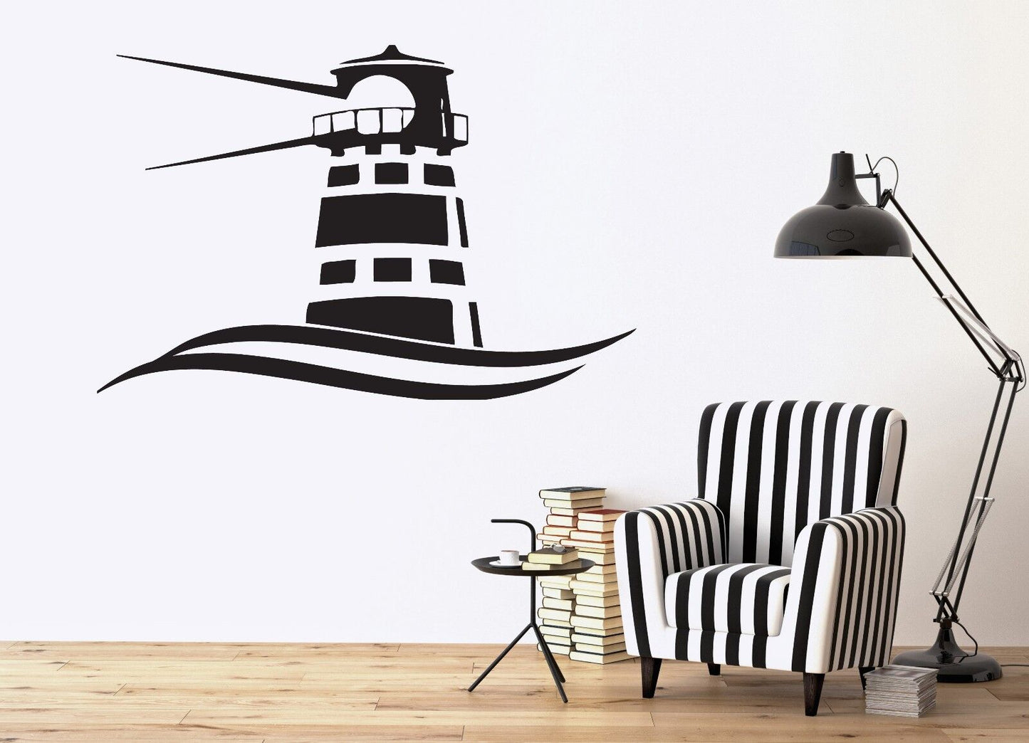 Wall Vinyl Sticker Decal Beacon Light Waves Sea Marine Ocean Beach House (n088)