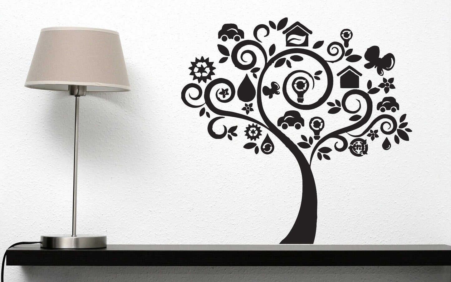 Wall Vinyl Sticker Wish Tree Human Needs Peace Love Beauty Machine  (n098)