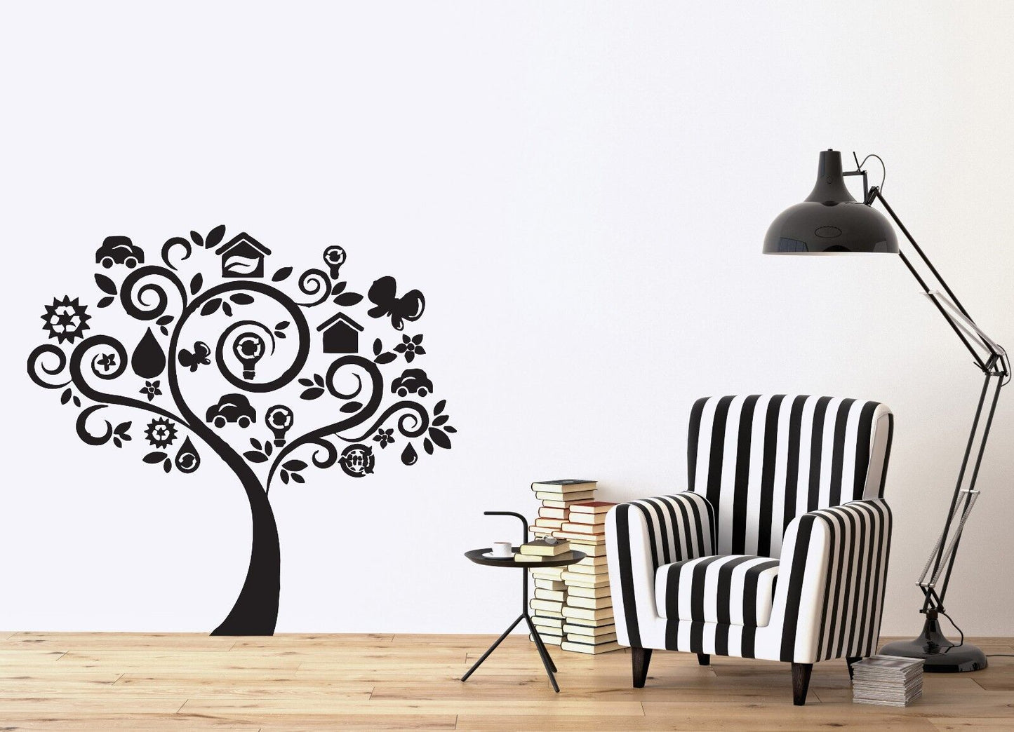 Wall Vinyl Sticker Wish Tree Human Needs Peace Love Beauty Machine  (n098)