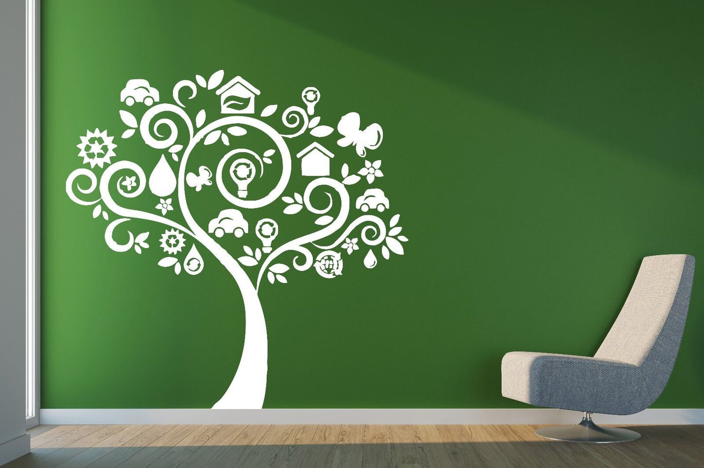 Wall Vinyl Sticker Wish Tree Human Needs Peace Love Beauty Machine  (n098)