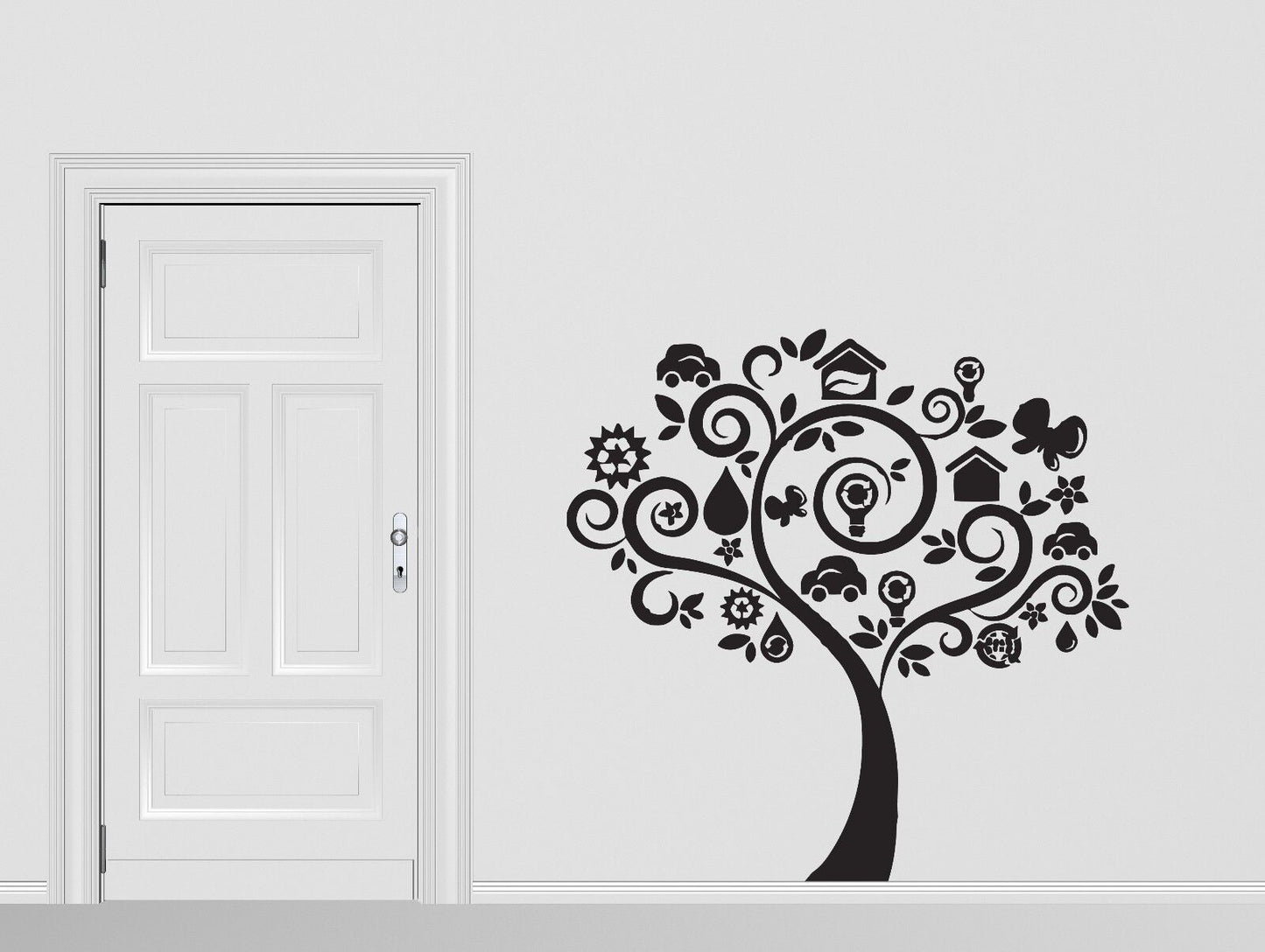 Wall Vinyl Sticker Wish Tree Human Needs Peace Love Beauty Machine  (n098)