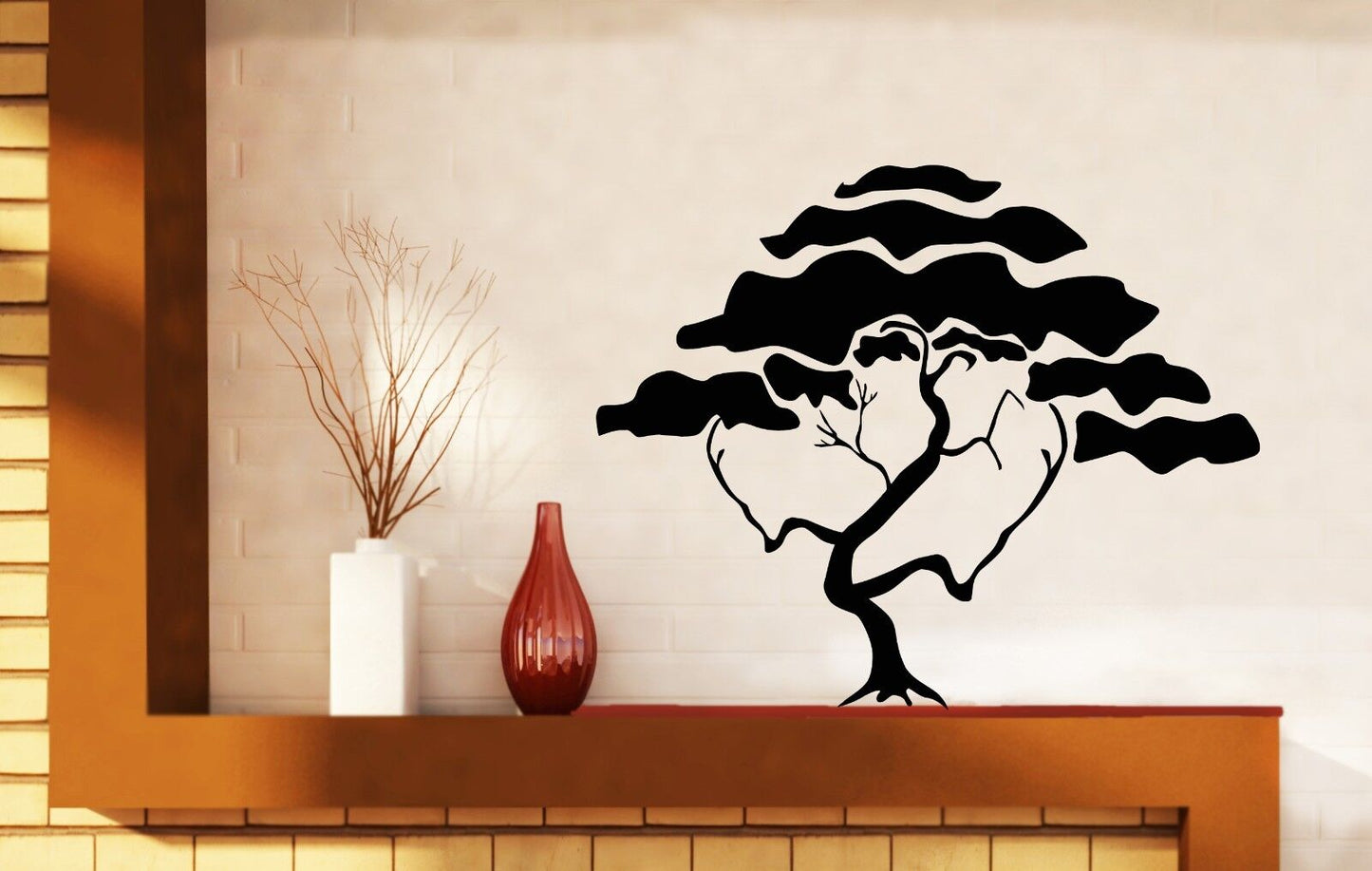 Autocollant mural en vinyle, branche d'arbre, couronne, feuillage, cèdre, pin, magnolia (n100)