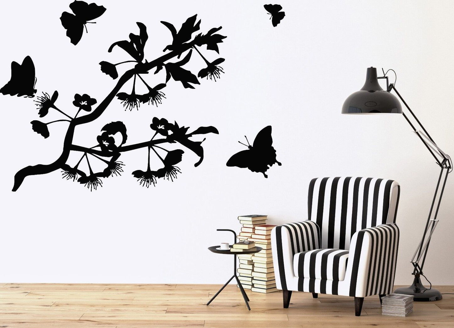 Wall Sticker Vinyl Decal Butterflies Flit Lovely Aroma Flowers (n101)