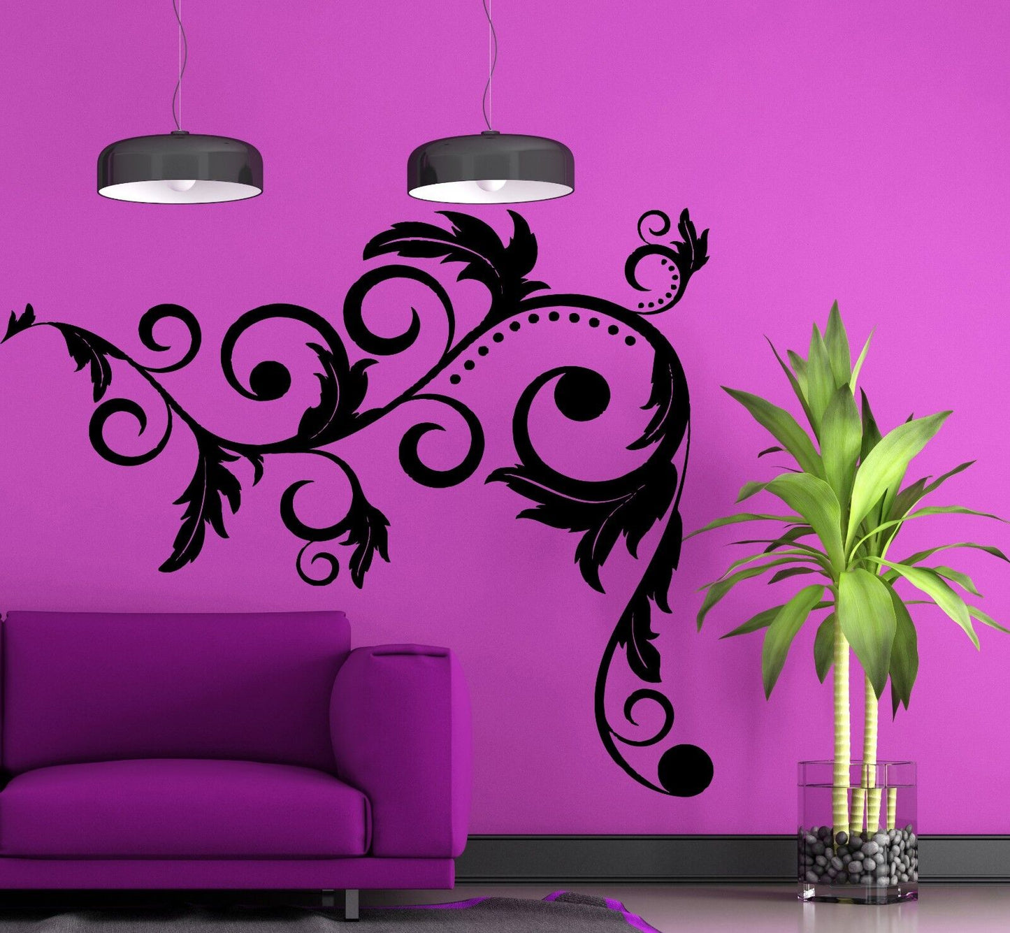 Wall Vinyl Sticker Decorative Ornament Curls Circles Beautiful Decor (n086)