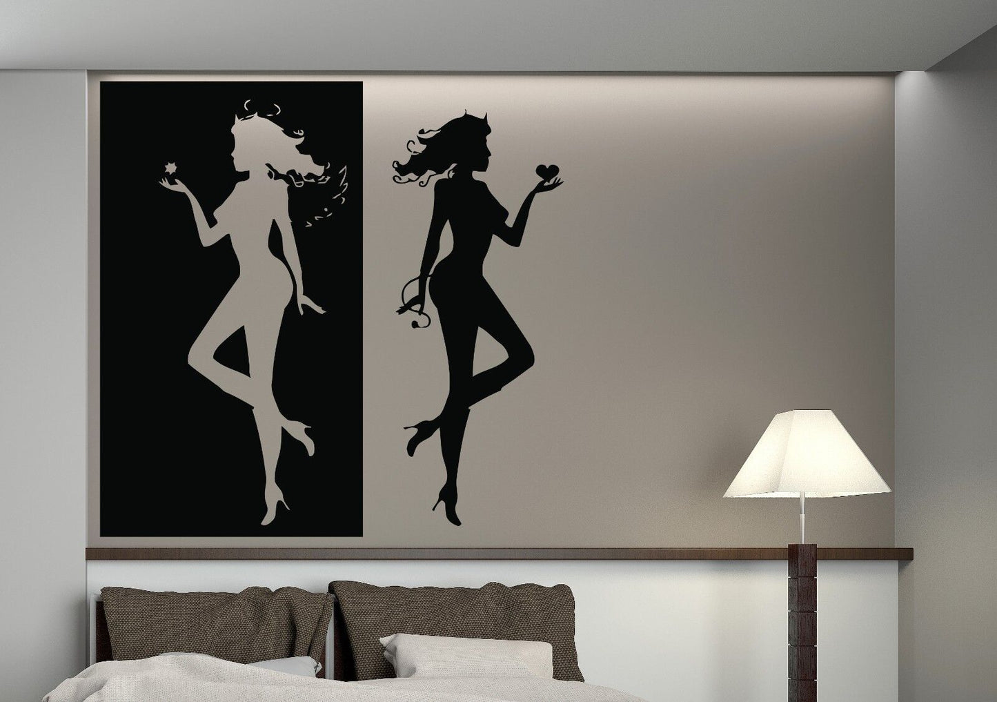 Wall Vinyl Sticker  Angel Demon Evil Good Two Entities Are Decorative (n112)