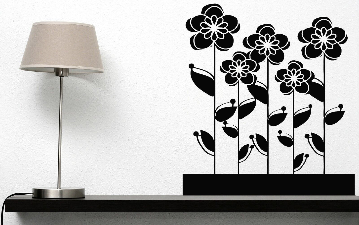 Wall Vinyl Sticker Decal Flowerbed Flowers Roses Daisies Daisy Decor (n121)