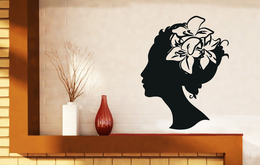 Wall Vinyl Sticker Decal Portrait Beautiful Woman Magnificent Profile (n126)