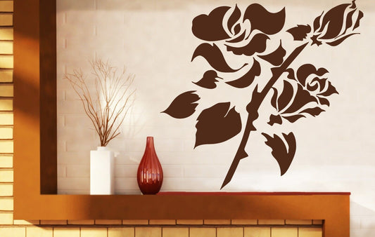 Wall Sticker Vinyl Decal Branch Beautiful Rose Buds Huge Spikes (n128)