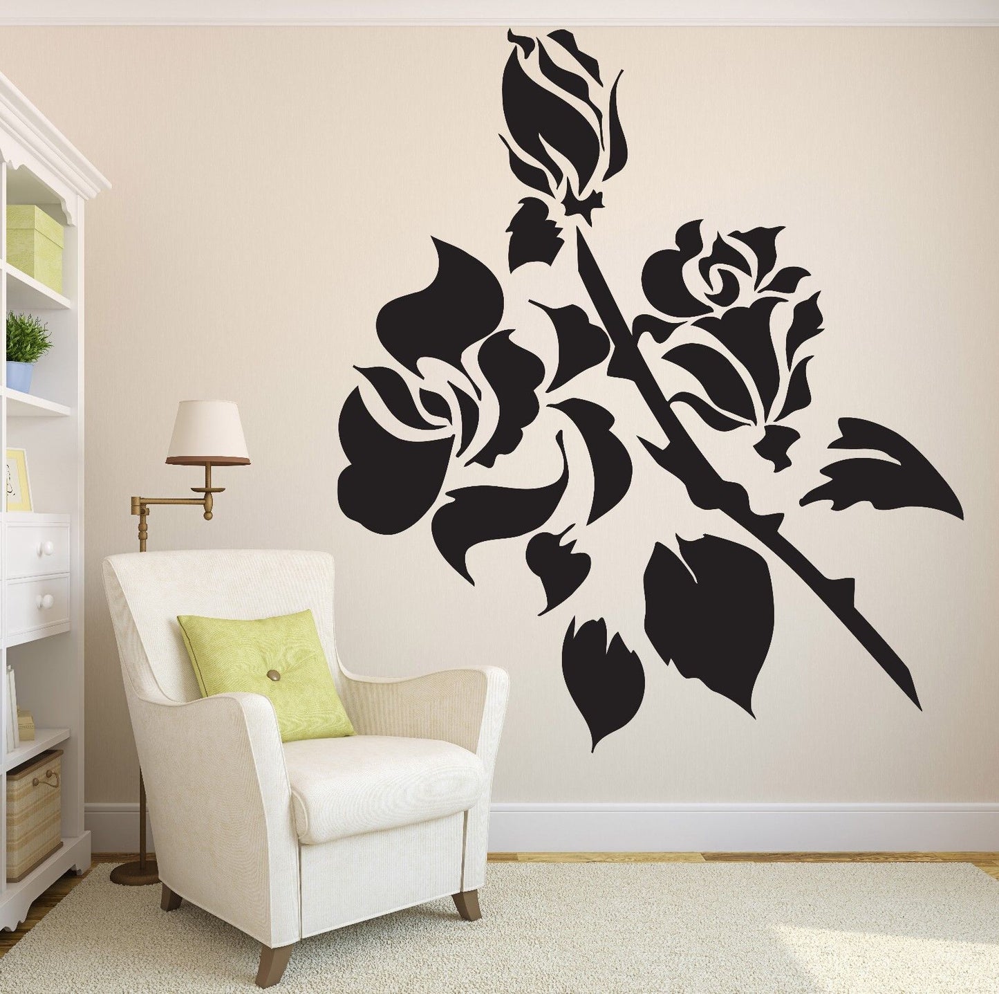 Wall Sticker Vinyl Decal Branch Beautiful Rose Buds Huge Spikes (n128)