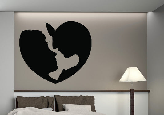 Wall Vinyl Sticker Decal Image Heart Valentine Kiss Love Couple (n133)