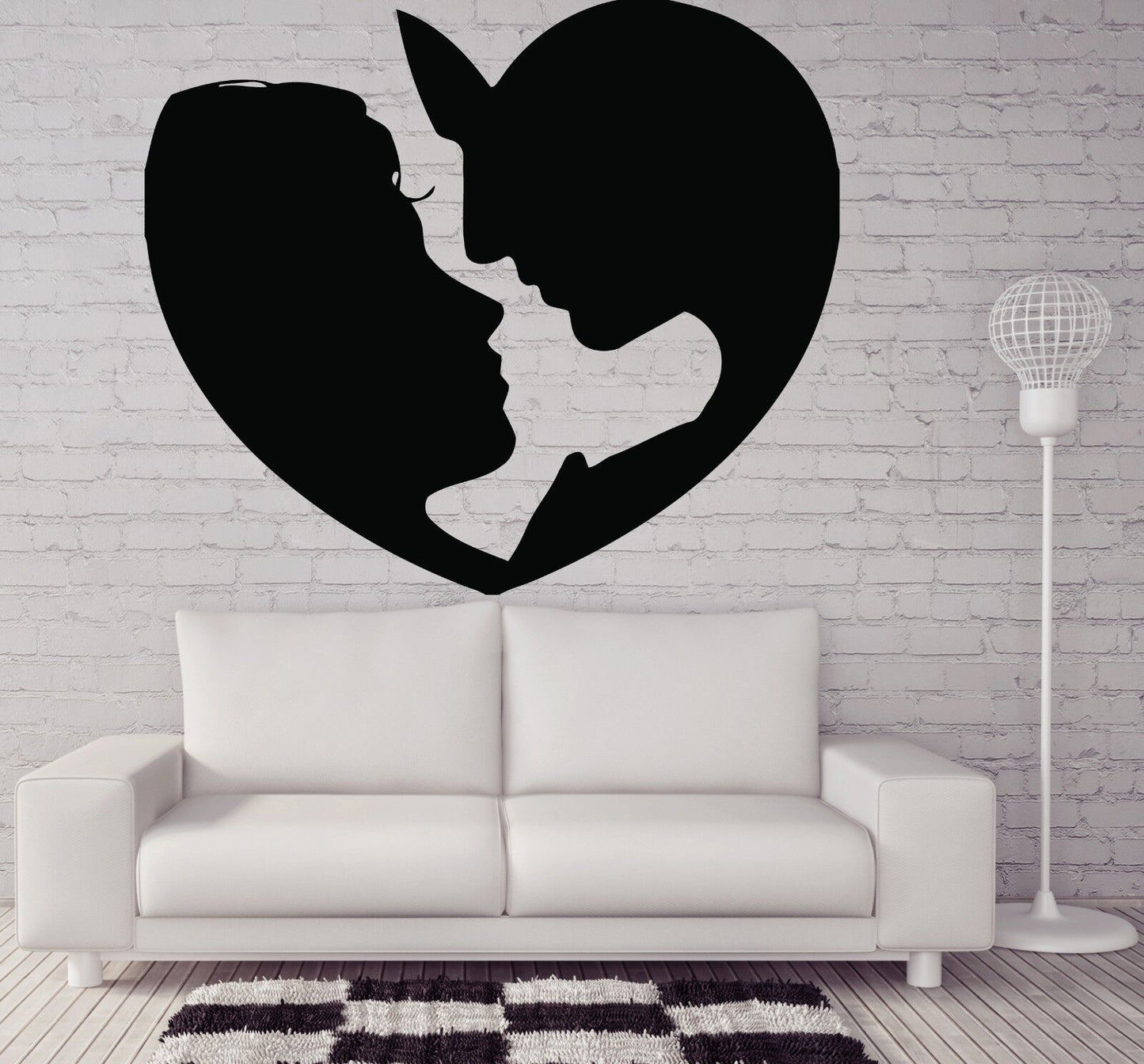 Autocollant mural en vinyle, image cœur, saint-valentin, baiser, amour, couple (n133)