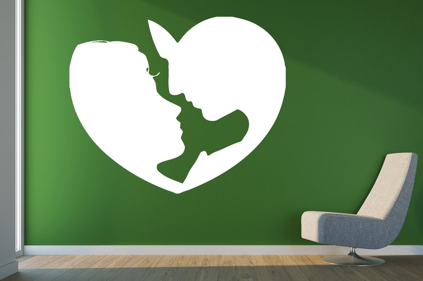 Wall Vinyl Sticker Decal Image Heart Valentine Kiss Love Couple (n133)