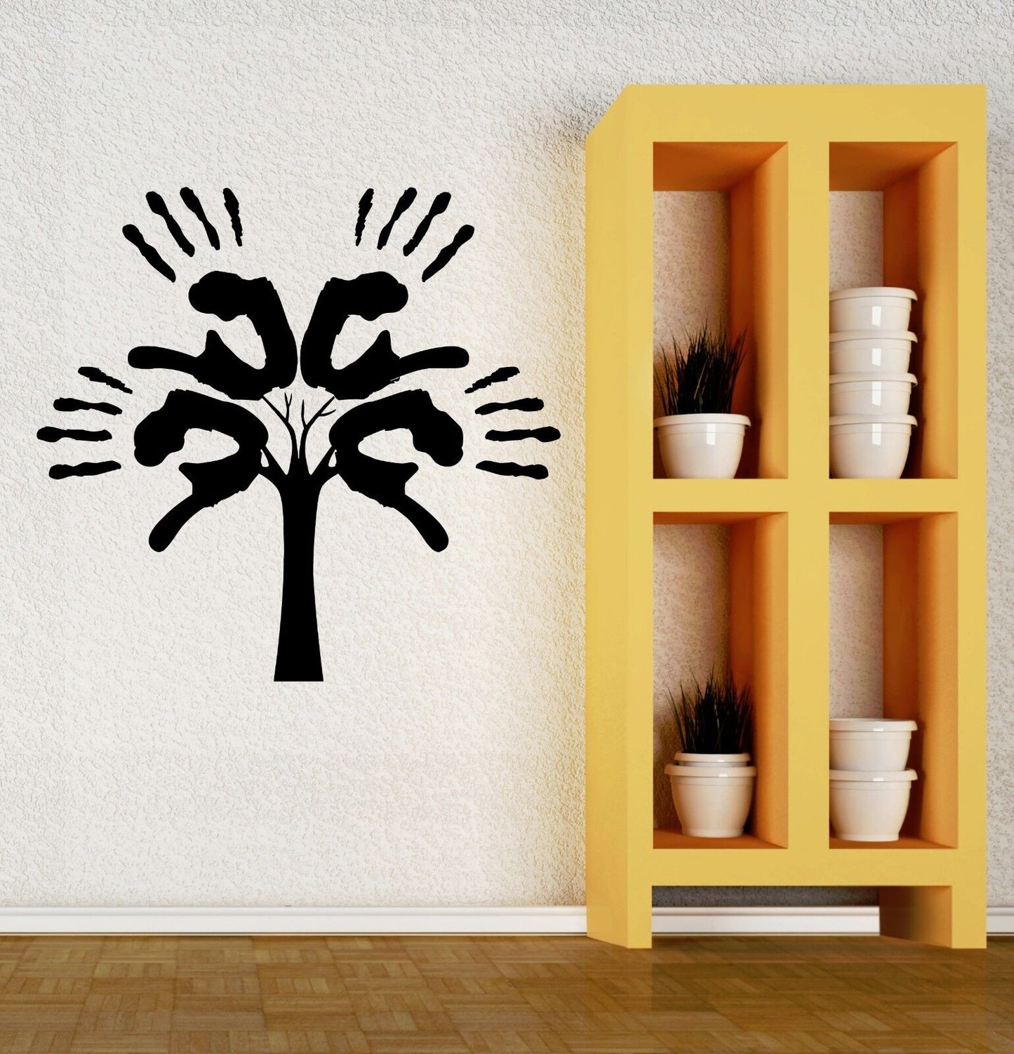 Autocollant mural en vinyle, arbre à mains, décor positif pour chambre d'enfant (ig2047)