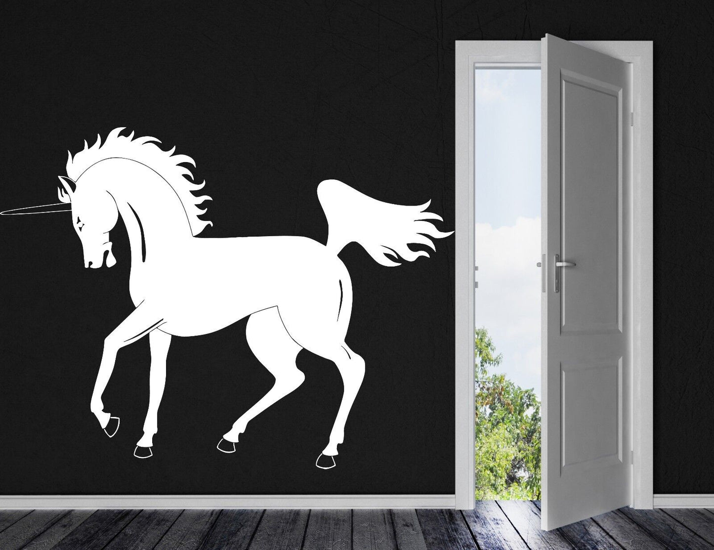 Wall Sticker Vinyl Decal Unicorn Beautiful Horse Mane Powerful Tail Hooves(n145)