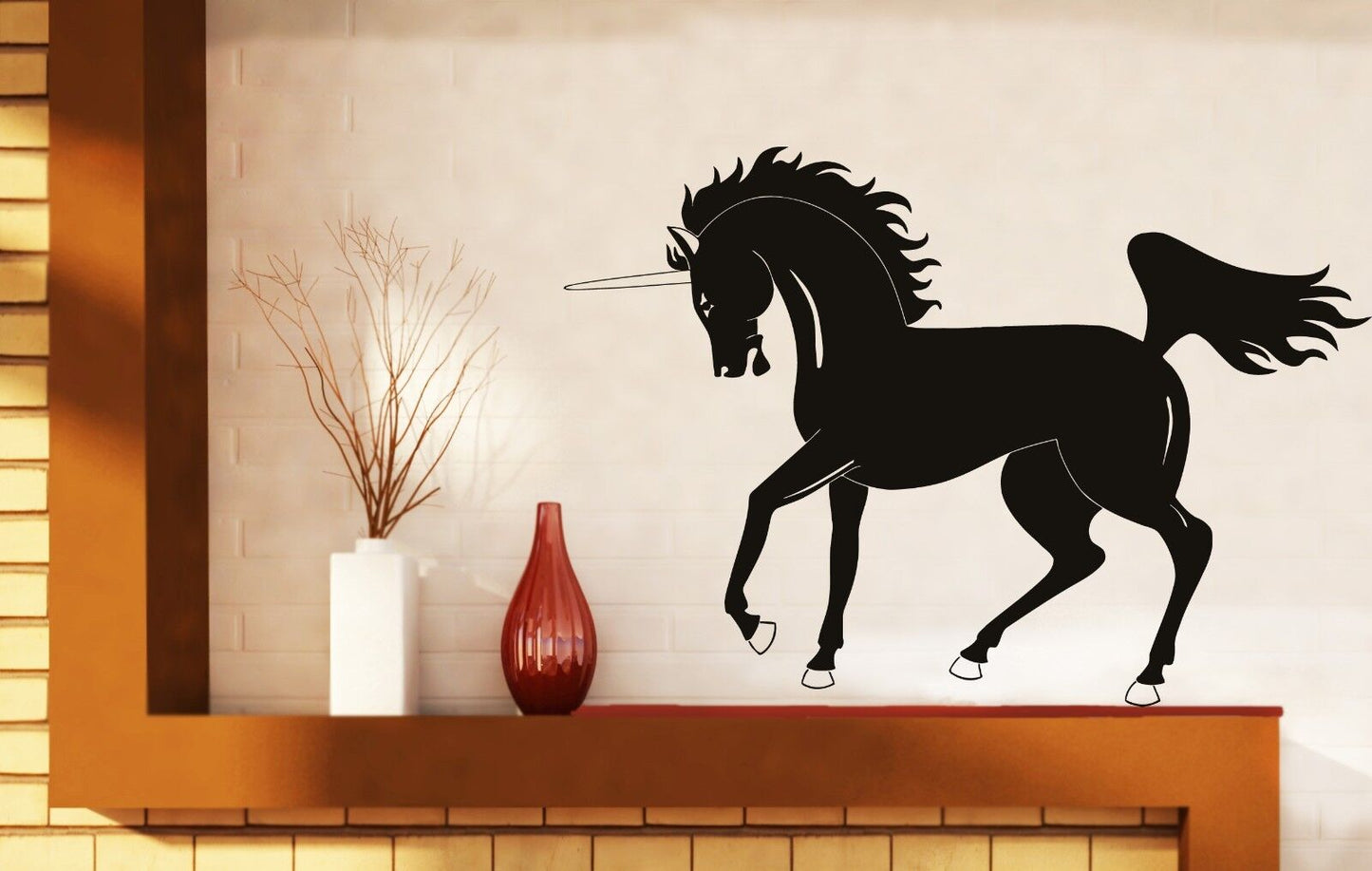 Wall Sticker Vinyl Decal Unicorn Beautiful Horse Mane Powerful Tail Hooves(n145)