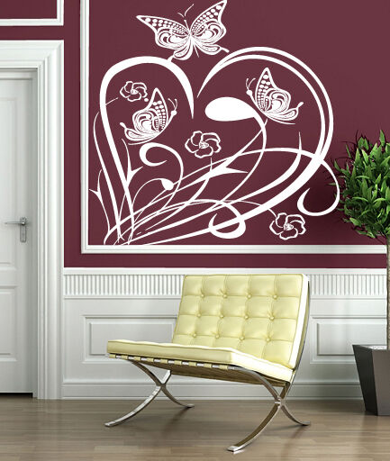 Autocollant mural en vinyle, troupeau de papillons, fleurs d'herbe, joie (n149)