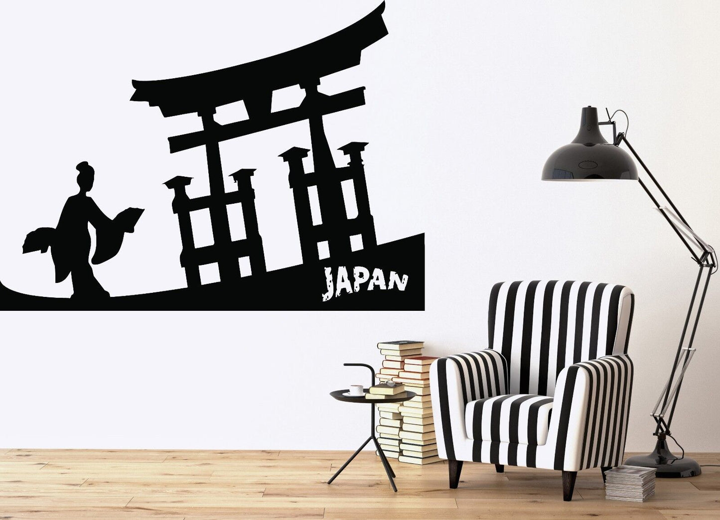 Wall Sticker Vinyl Decal Japanese Girl Kimono Fan in Hands Gate to Asia (n167)