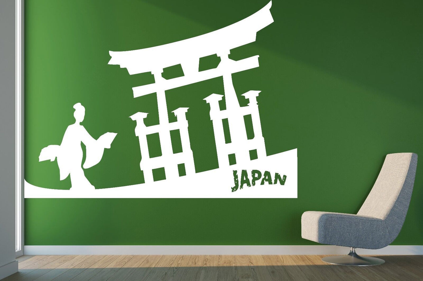 Wall Sticker Vinyl Decal Japanese Girl Kimono Fan in Hands Gate to Asia (n167)