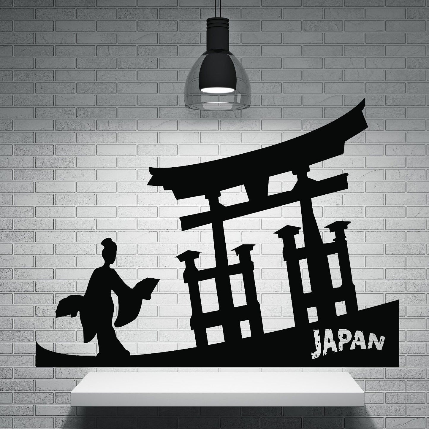 Wall Sticker Vinyl Decal Japanese Girl Kimono Fan in Hands Gate to Asia (n167)