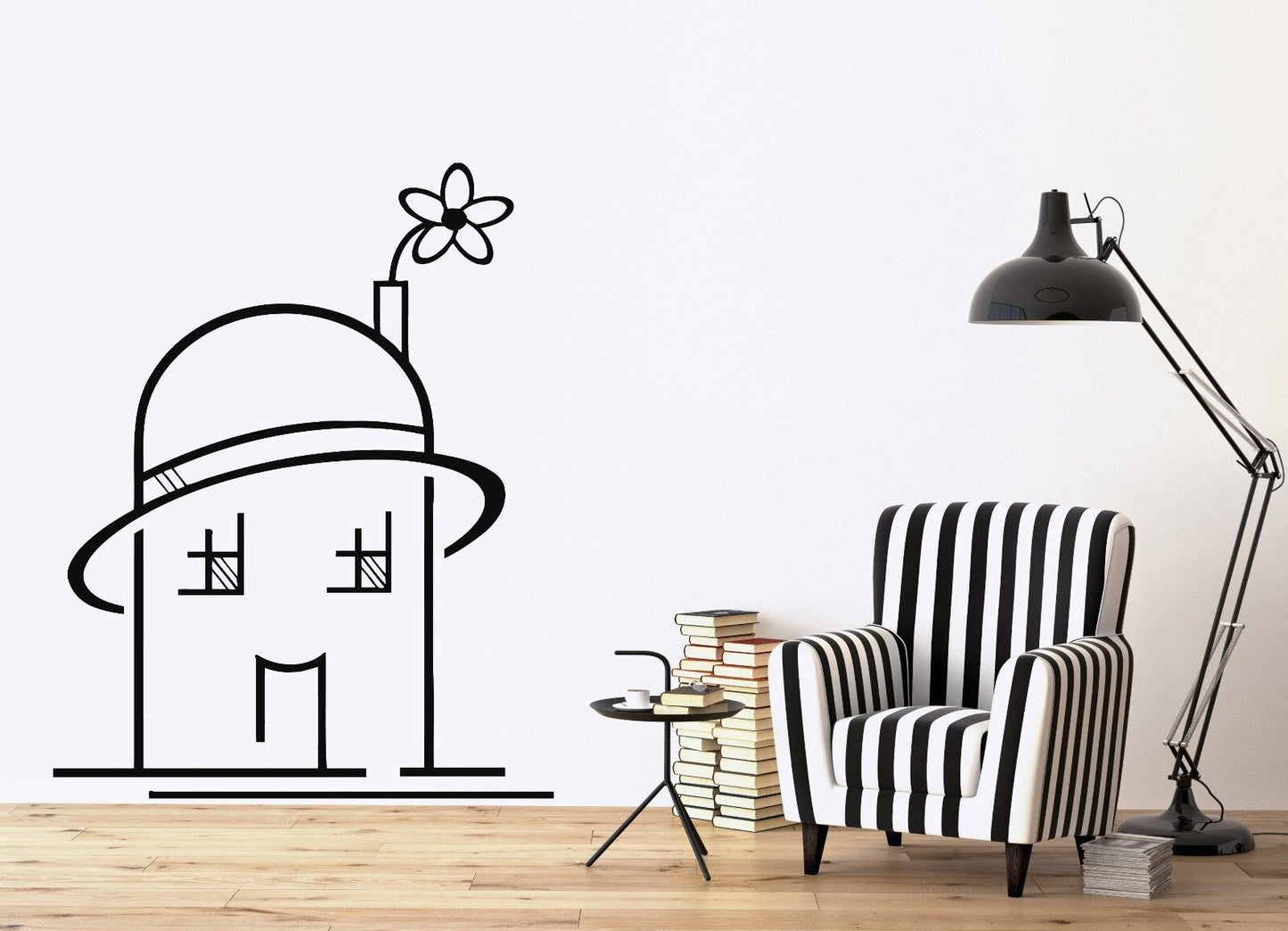 Wall Vinyl Sticker Decal Funny Toy House in a Hat With a Flower (n187)