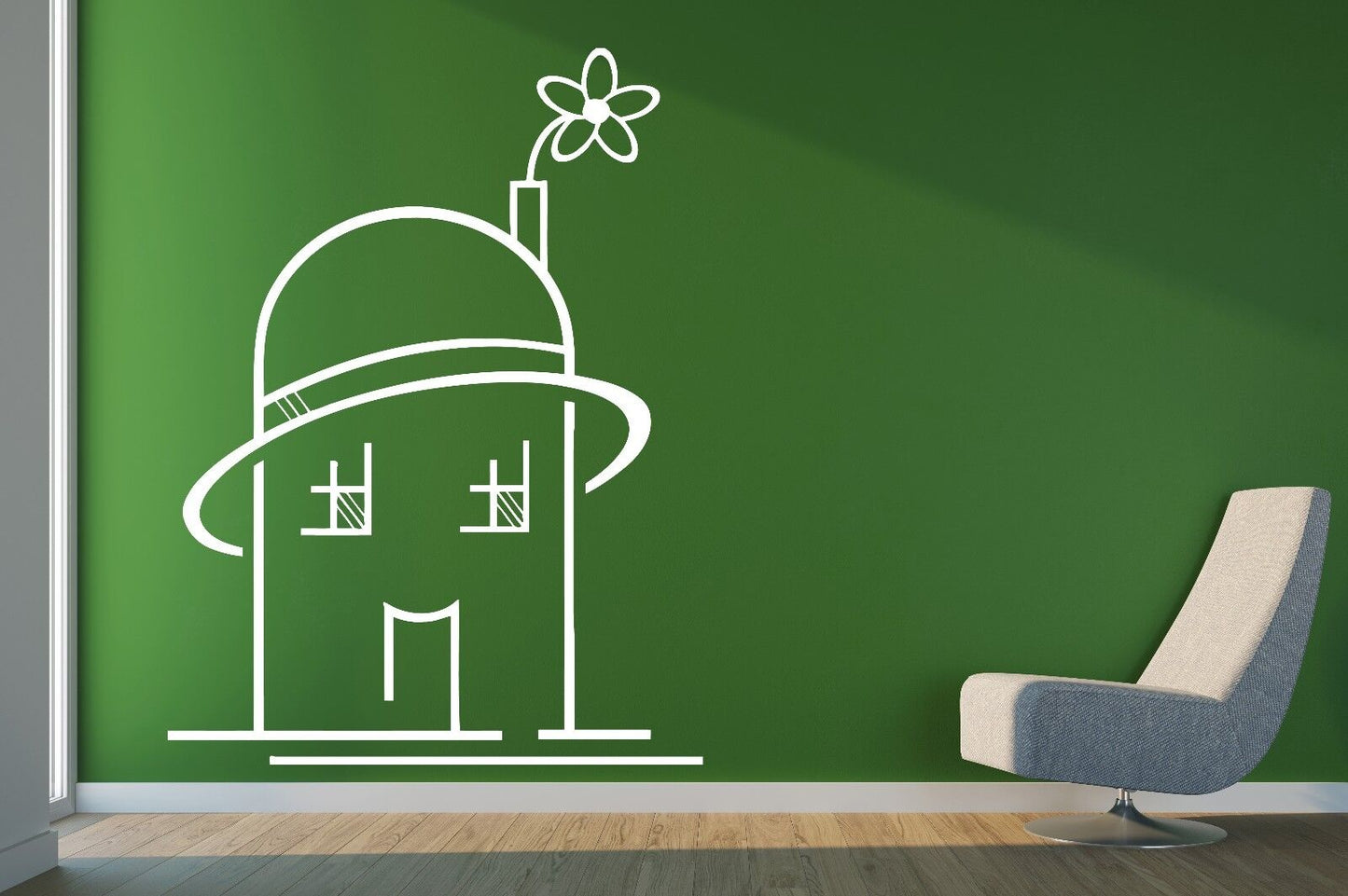 Wall Vinyl Sticker Decal Funny Toy House in a Hat With a Flower (n187)