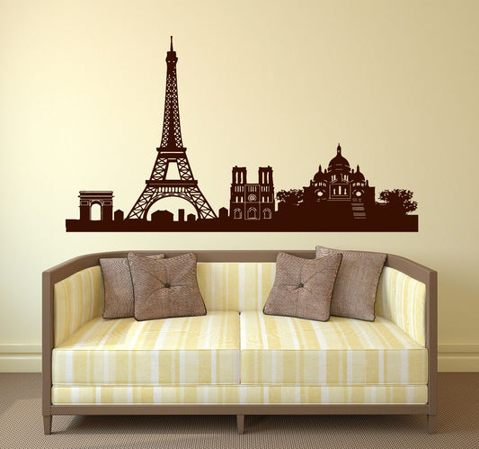 Wall Sticker Vinyl France Paris Eiffel Tower Triumphal Arch Cathedral (n188)