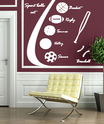 Wall Stickers Vinyl Decal Various Sports Equipment Sport Lotto Set (n192)