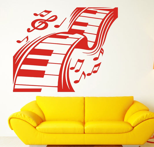 Wall Vinyl Sticker Decal Music Keyboard Keys Music Notes Treble Clef (n193)