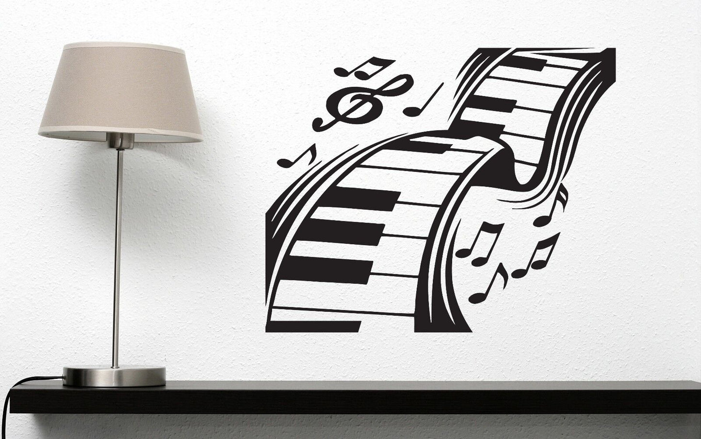 Wall Vinyl Sticker Decal Music Keyboard Keys Music Notes Treble Clef (n193)