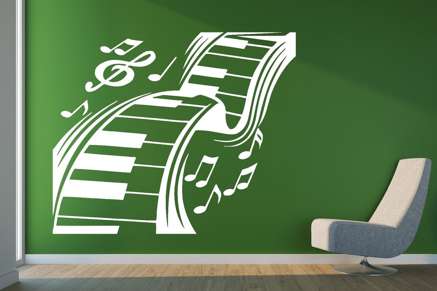 Wall Vinyl Sticker Decal Music Keyboard Keys Music Notes Treble Clef (n193)