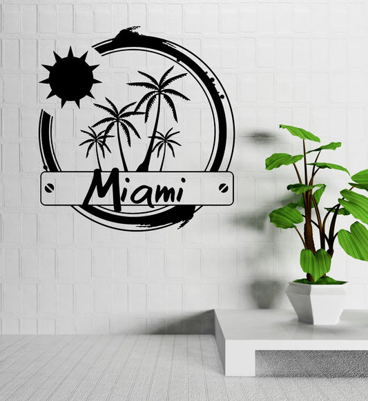 Wall Vinyl Sticker Miami United States Palm Beach Vacation Decor (ig2081)