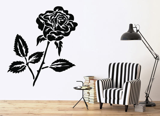 Wall Sticker Vinyl Decal Beautiful Flower Bud Rose Thorns Leaves (n206)