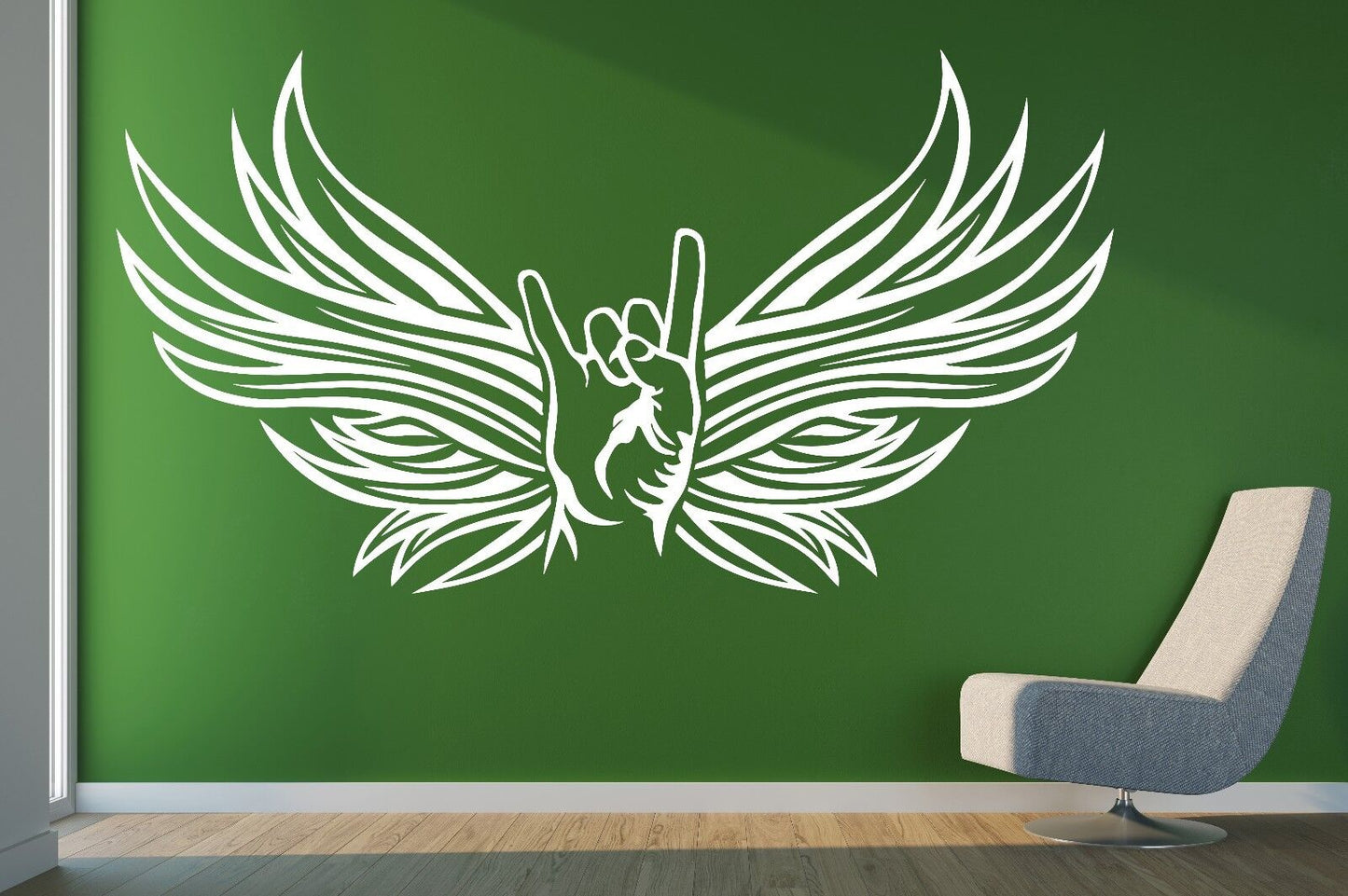 Wall Sticker Vinyl Decal Rocker Hand Sign Goat Fan of Rock Music (n210)