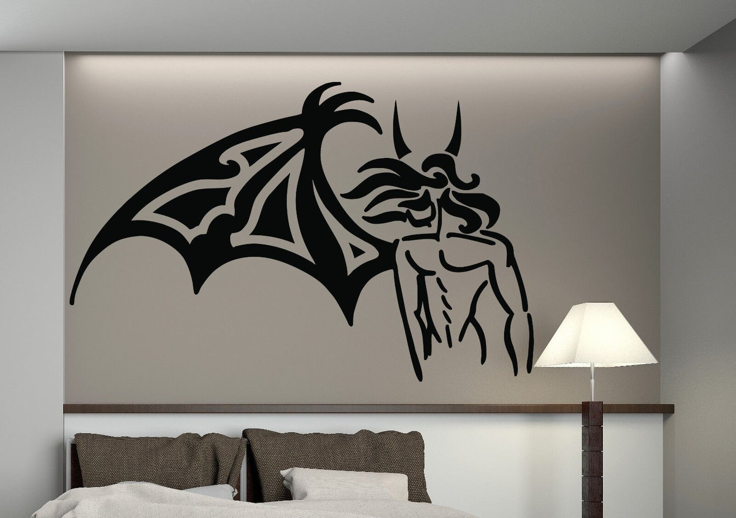 Wall Sticker Vinyl Decal Fallen Angel One Wing Horns Beautiful Body(n214)