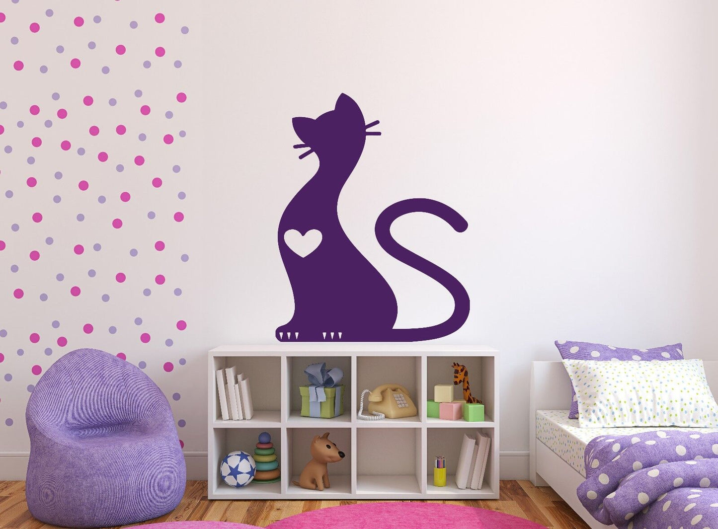 Autocollant mural en vinyle, mignon, doux et moelleux, oreilles de chat, griffes de queue (n215)