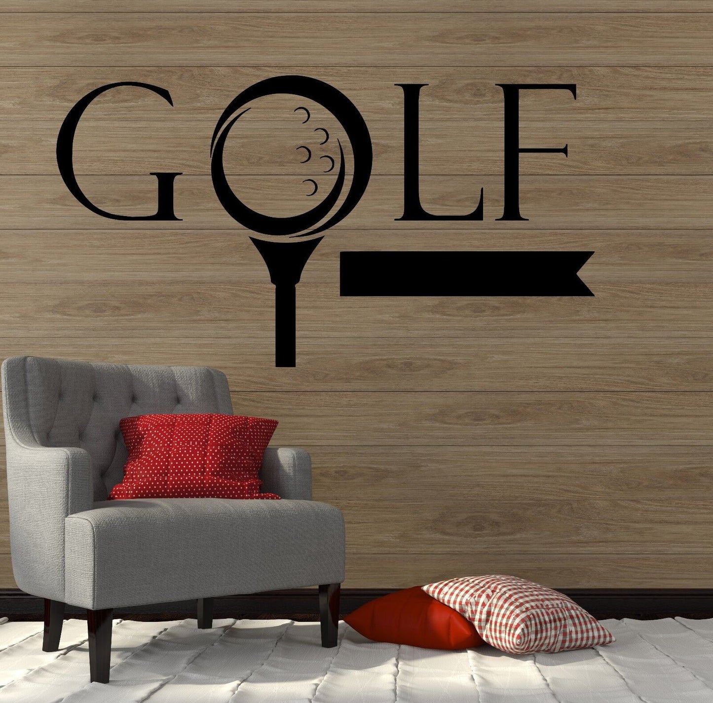 Wandaufkleber, Golfschläger, Sport, Ball, Schriftzug, Fan, Vinyl, Aufkleber, Kunst, Wandbild (ig2104)