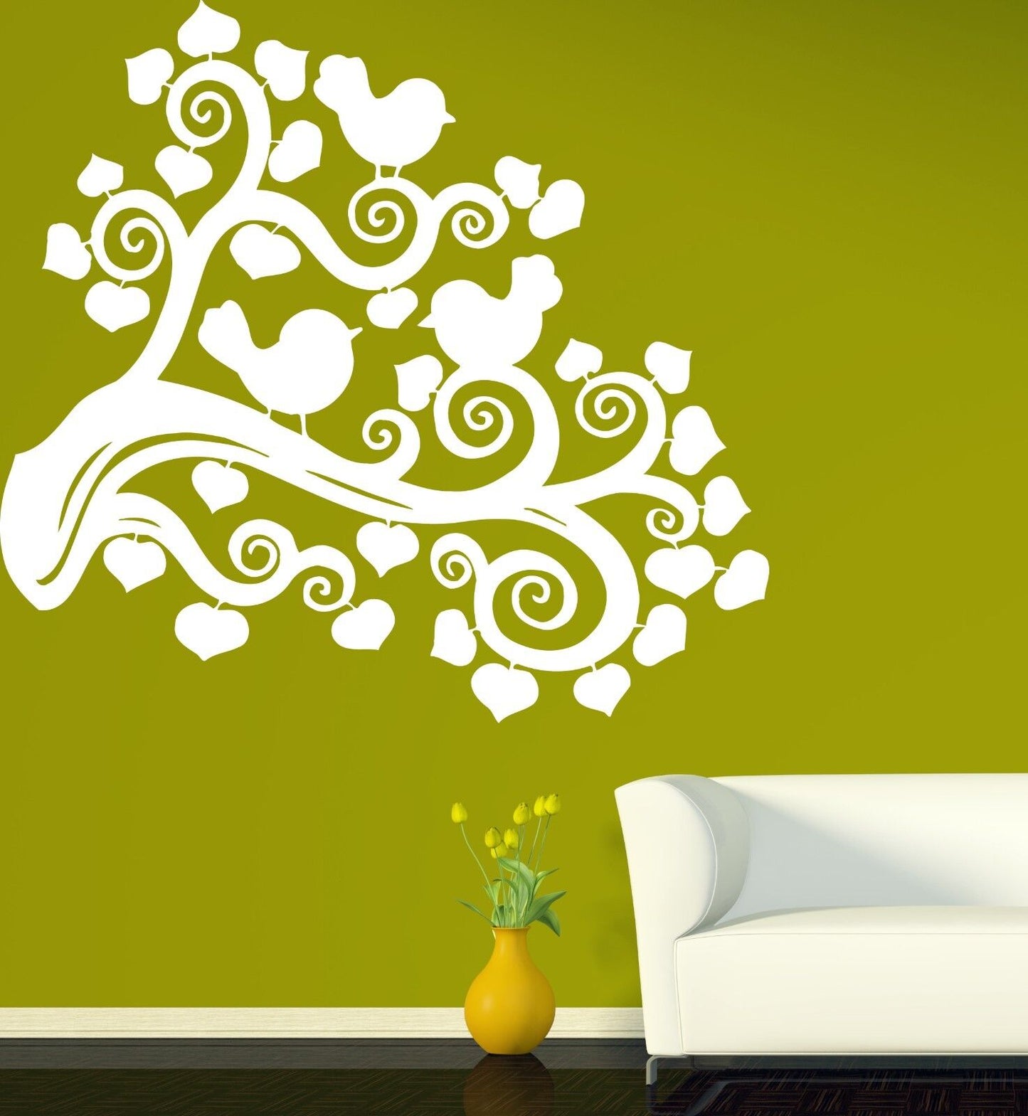 Wall Vinyl Sticker Decal Abstract Image Bird Branch Leaves Decor (n241)