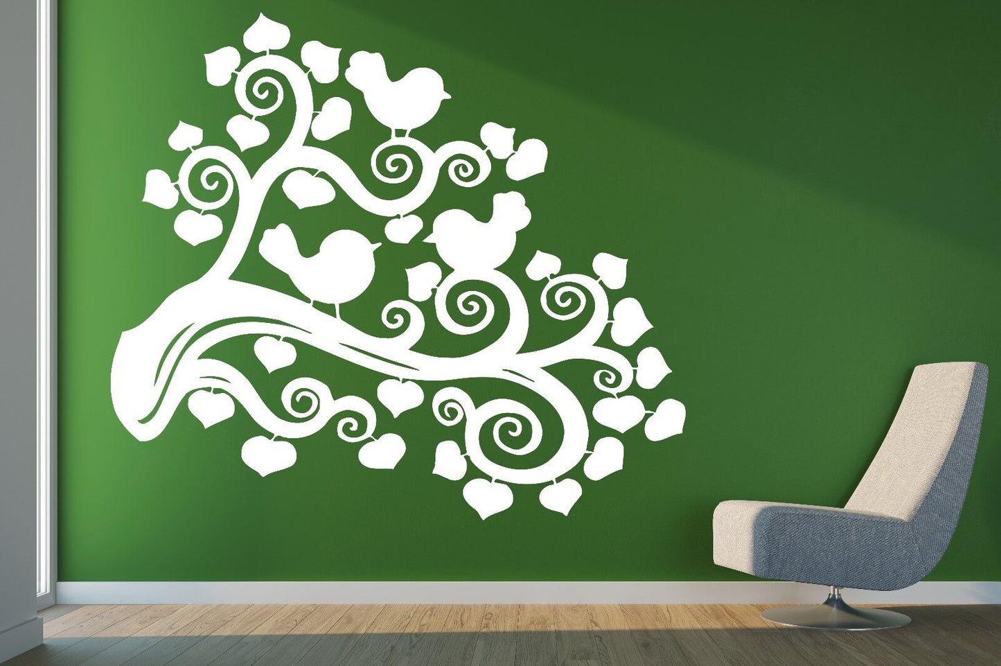 Wall Vinyl Sticker Decal Abstract Image Bird Branch Leaves Decor (n241)