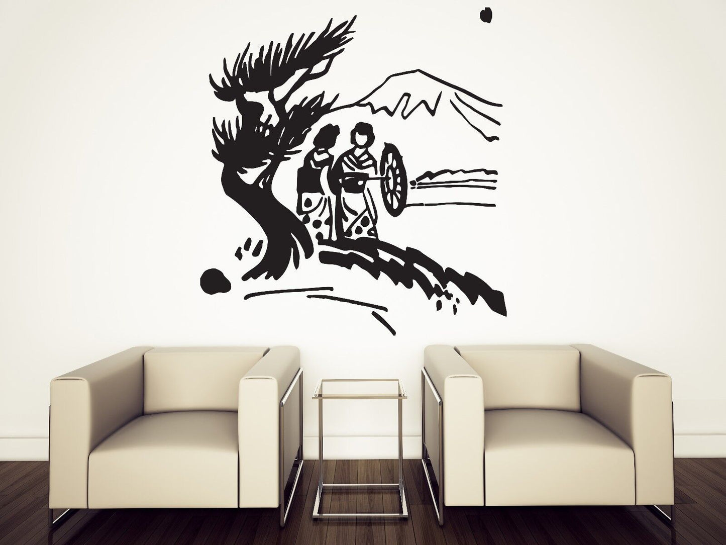 Wall Stickers Vinyl Decal Japanese Geisha Miniature Fujiyama Sakura (n251)