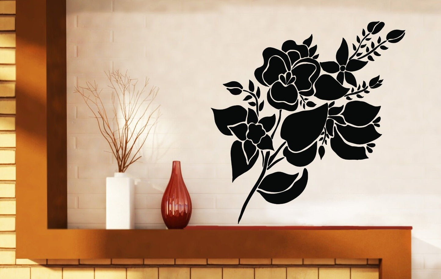 Autocollant mural en vinyle, superbe ornement Floral pour la décoration de la pièce (n262)