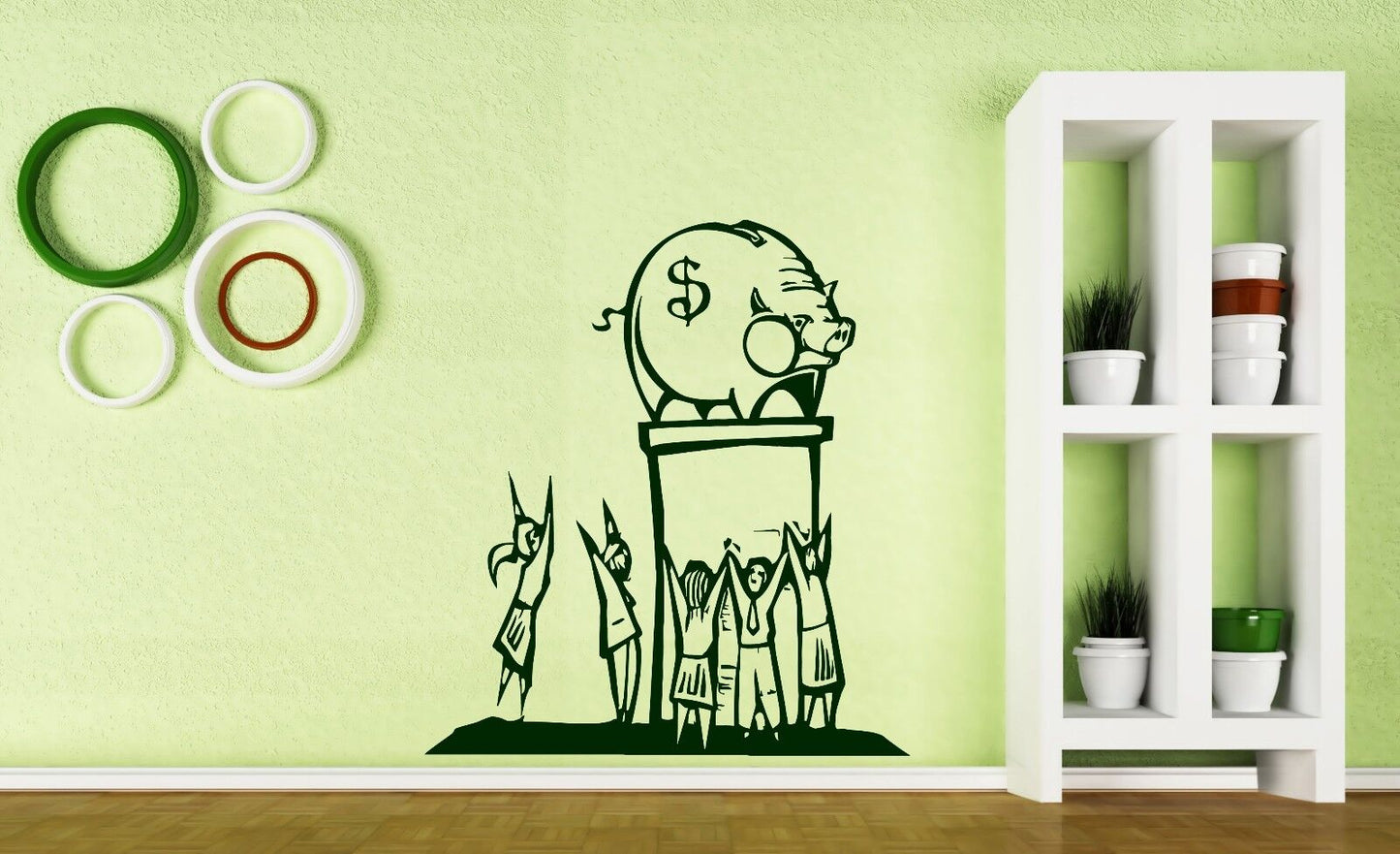 Wall Sticker Vinyl Decal People Worship Idolize Money Pig Piggy Bank (n271)