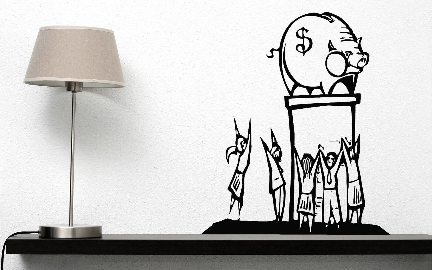 Wall Sticker Vinyl Decal People Worship Idolize Money Pig Piggy Bank (n271)