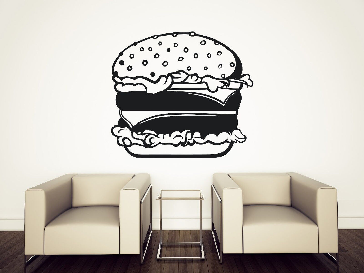 Autocollant mural en vinyle Fastfood Hamburger Bun fromage salade (n272)