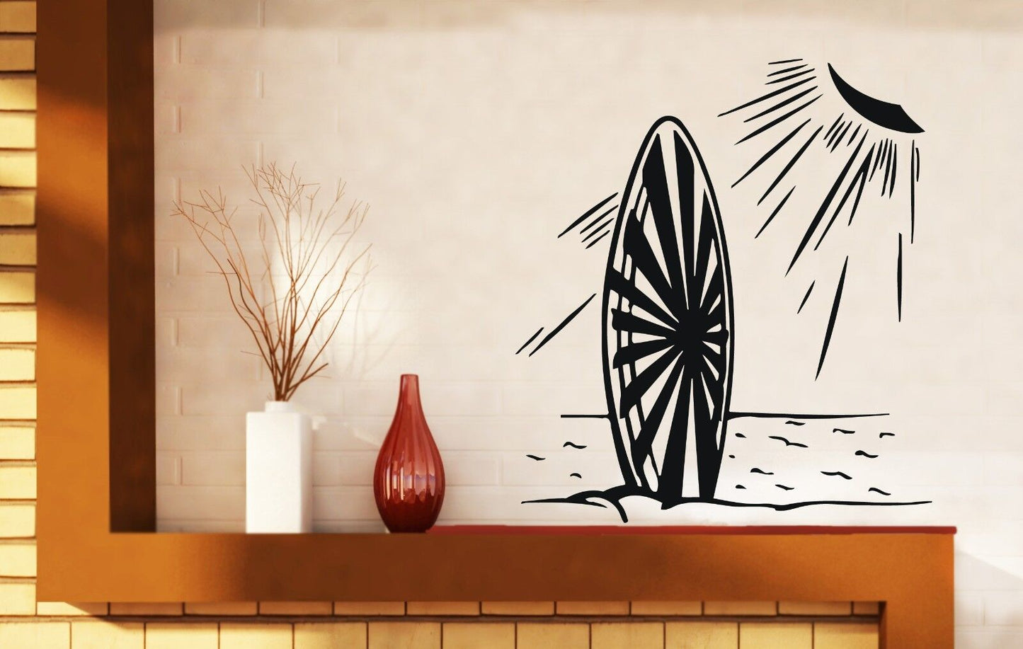 Autocollant mural en vinyle, soleil de mer, plage, Surf, relaxation (n278)