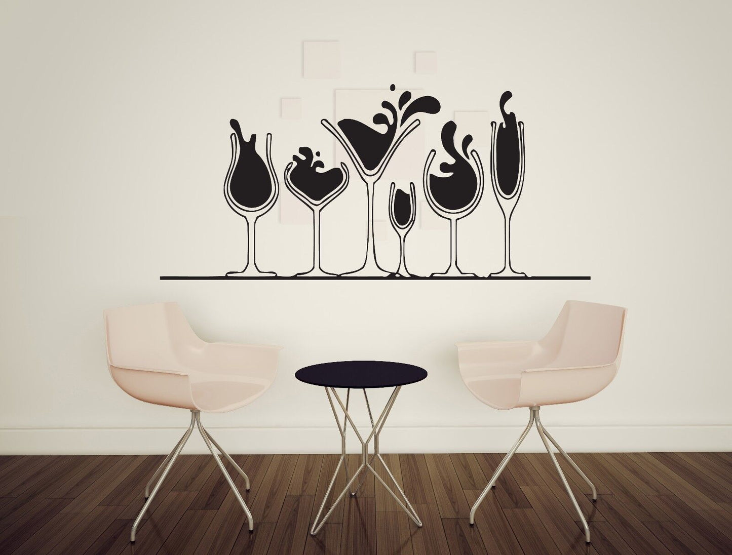 Autocollant mural en vinyle, divers verres d'alcool, martini, vin, whisky (n280)