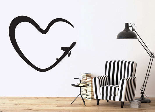 Wall Vinyl Sticker Decal Abstract Image Romantic Heart Symbol Trace Plane (n281)