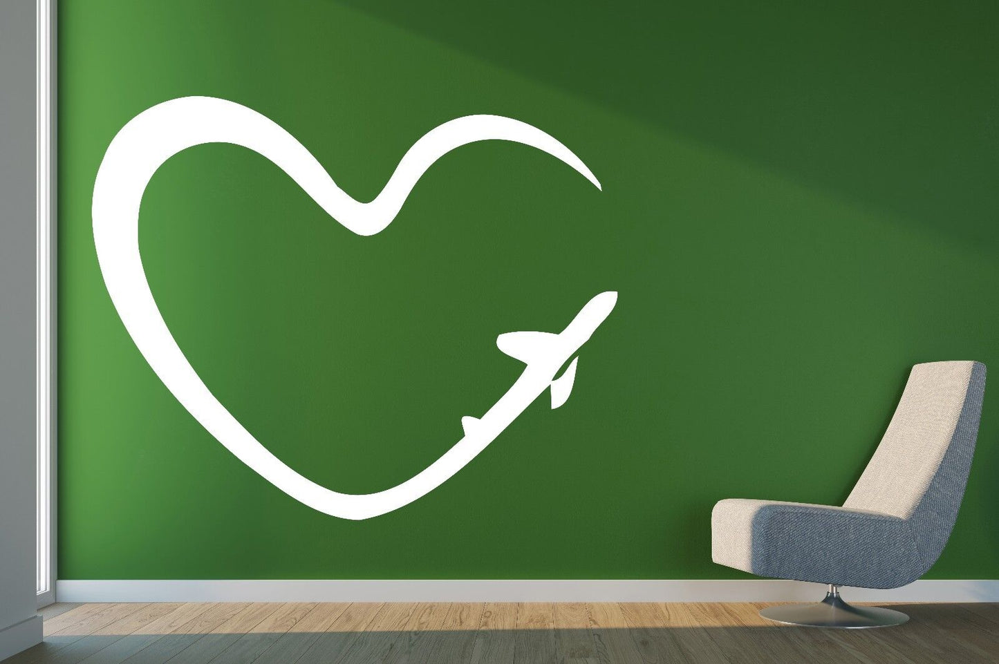 Wall Vinyl Sticker Decal Abstract Image Romantic Heart Symbol Trace Plane (n281)